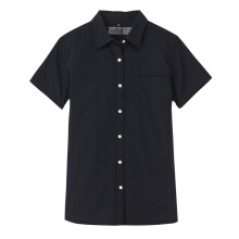 无印良品 MUJI 女式平纹短袖衬衫 藏青色 XL