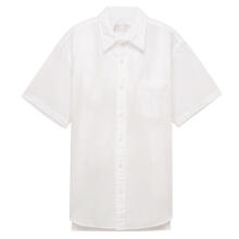 无印良品 MUJI 男式棉水洗 平纹短袖衬衫 白色 XL